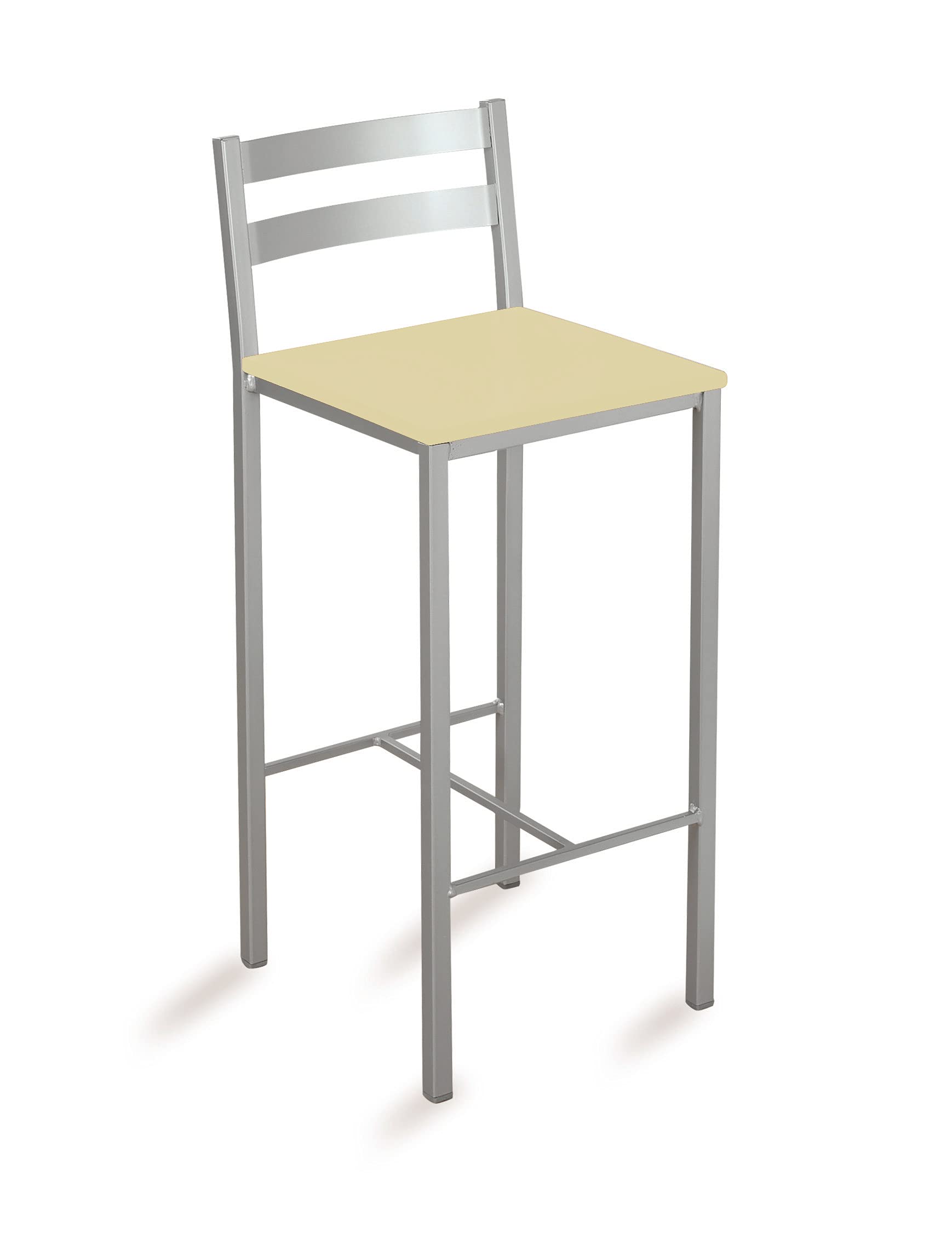 ASTIMESA TACFBE Taburete Alto de Cocina con Franjas horizontales Asiento 70 cms Polipiel Beige