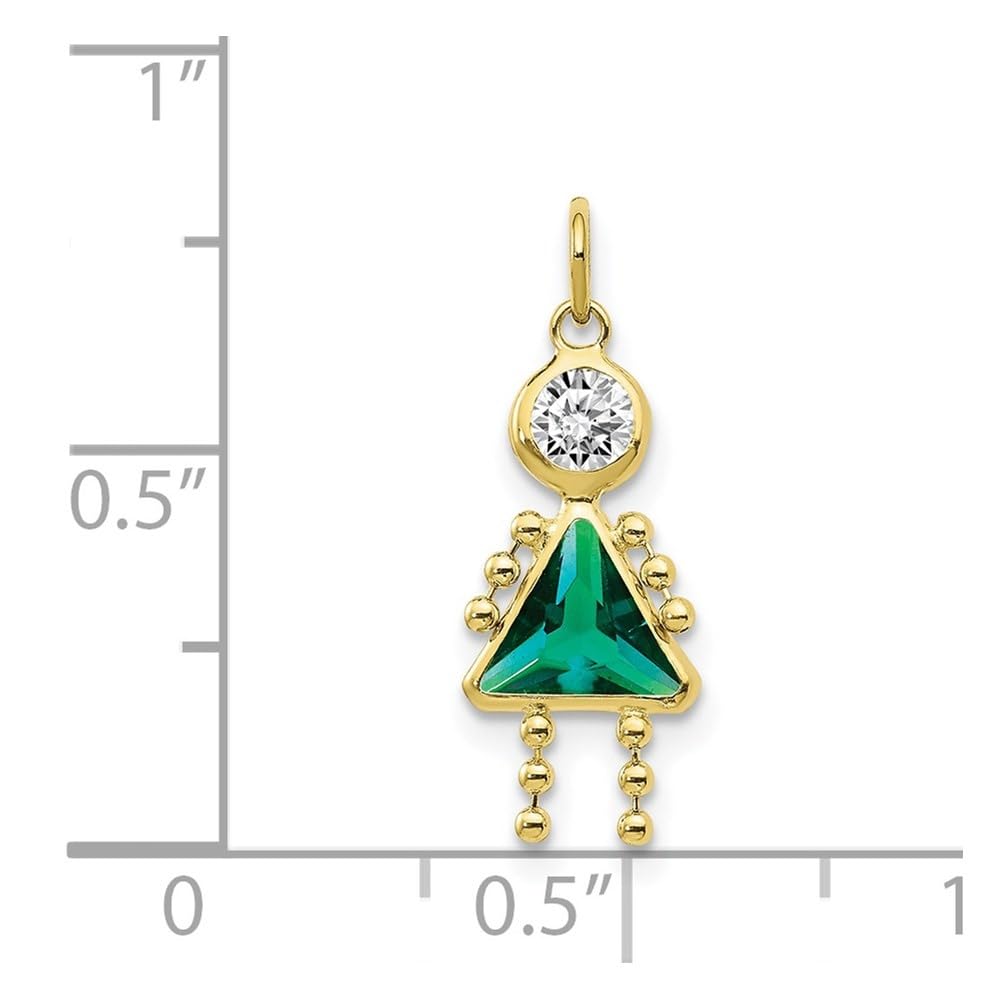 Solid 10K Yellow Gold 20mm Polished January to December Month Birthstone Charm for Pendant Necklace or Bracelet (L-20 mm/0.79 Inch, W-10 mm/ 0.39 Inch): May Birthstone