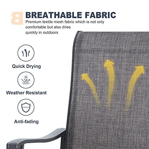 Vicllax Patio Swivel Dining Chairs Set Of 2 Outdoor Chairs With Armrest, Textilene Fabric Outdoor Patio Chair, Dark Grey #TOP5