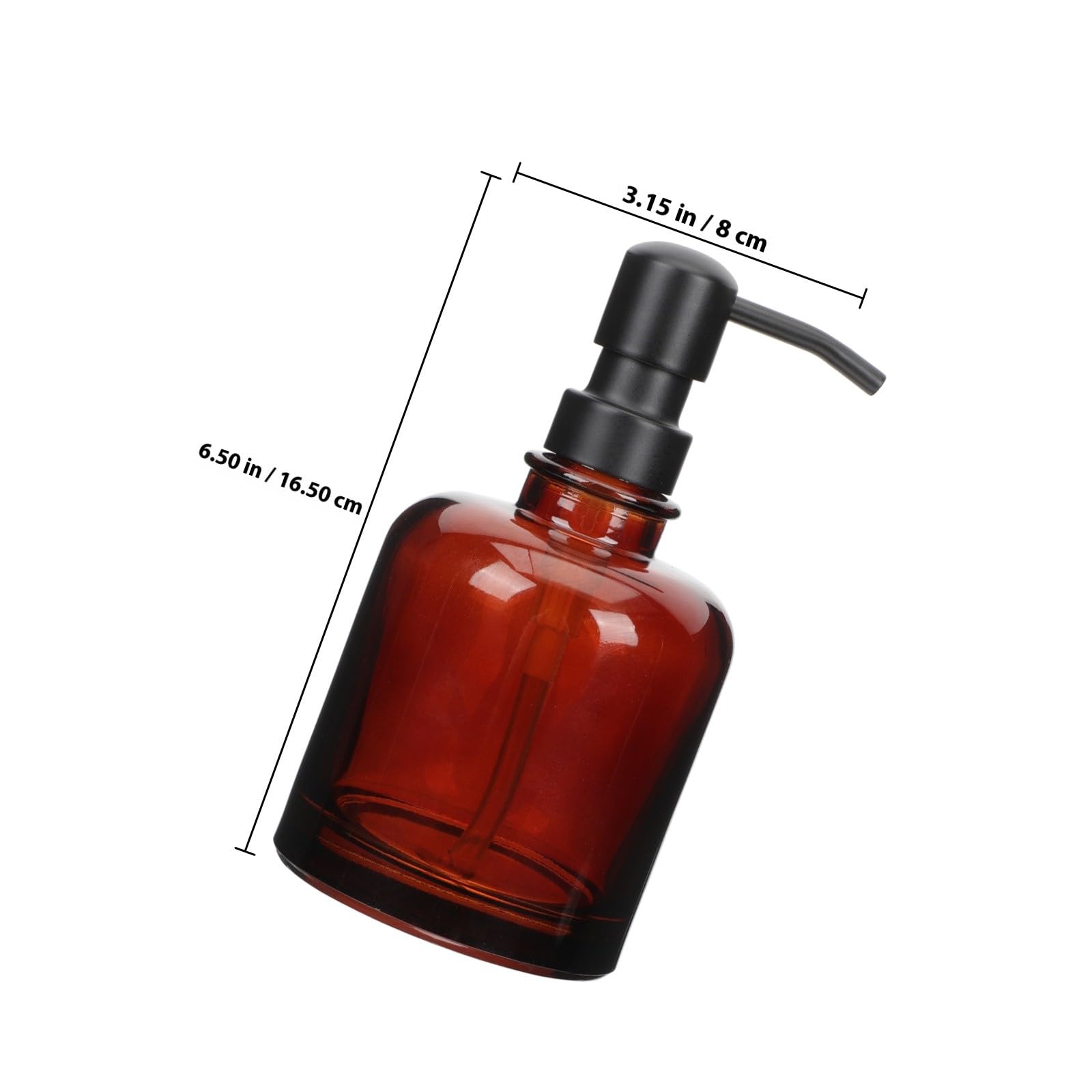 Gatuida Dispensador de Jabón Líquido de Acero Inoxidable 12 Oz con Bomba Negra y Botella Ámbar Dosificador para Champú y Loción Adecuado para Baño y Cocina Dispensador Recargable de