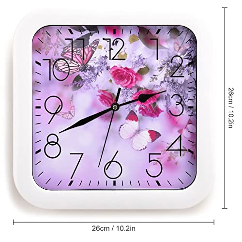 Pendule murale silencieuse fleur papillon design moderne originale pour cadeau
