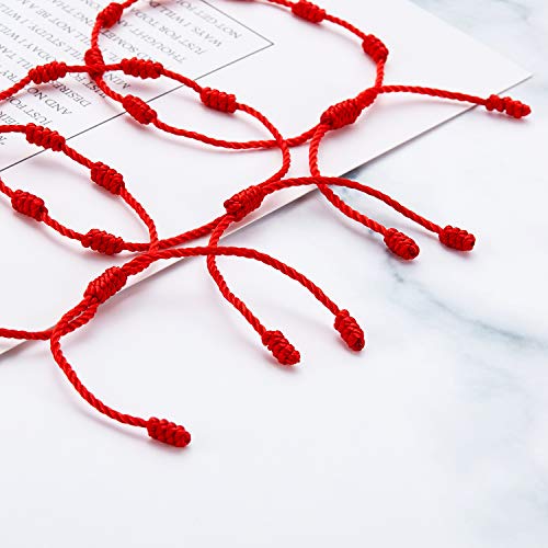 6 pulseiras vermelhas de cordão WILLBOND, pulseira de cordão vermelho, pulseira ajustável com nós ve