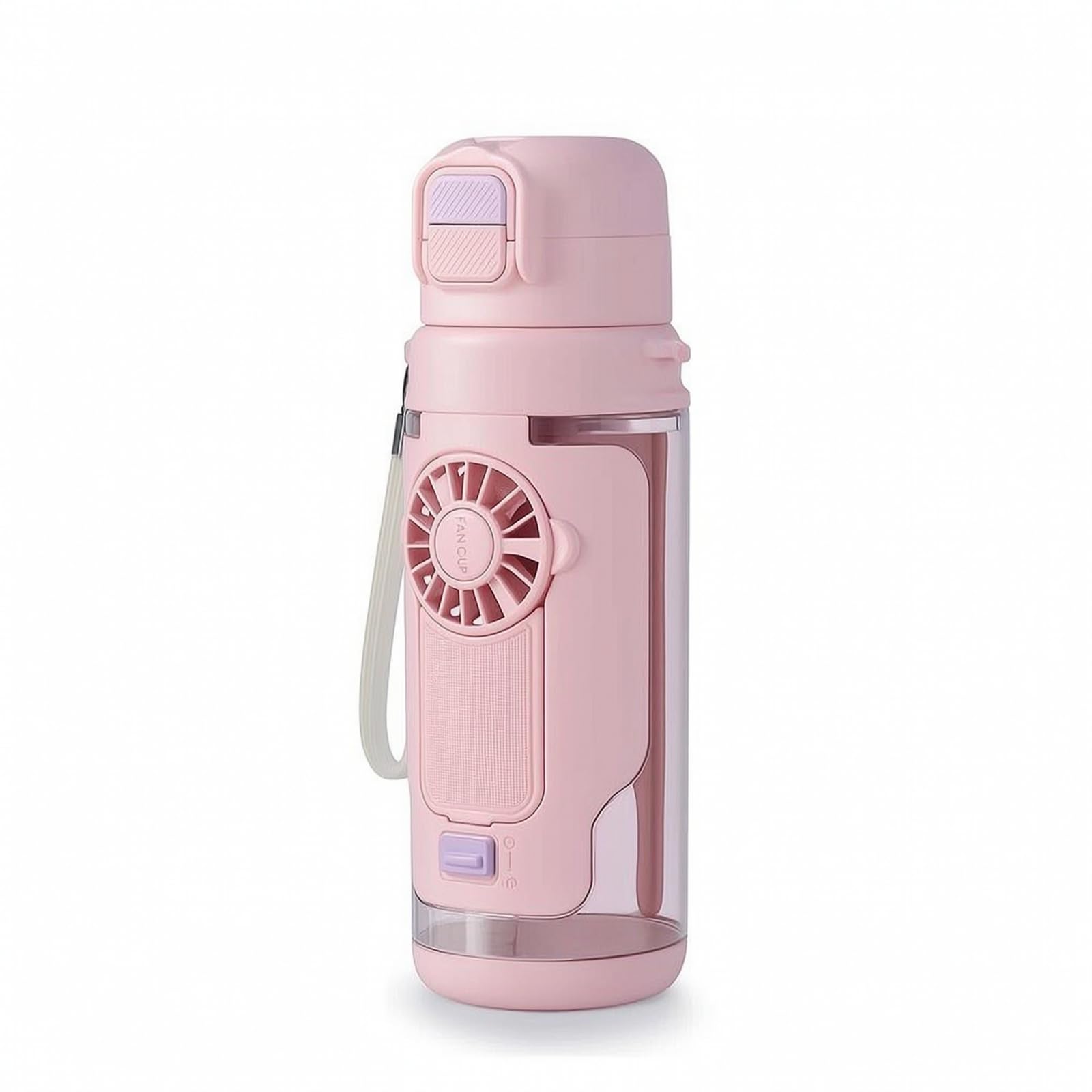 Taza con Ventilador Ligera Taza con Tapa Doble Pitillo Divertida Recipien para Niños, Estudians, Viajes, Escuela, Rosa