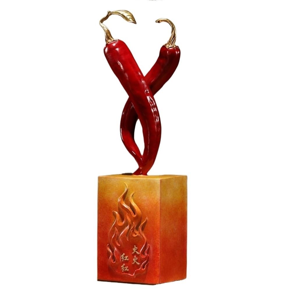 AFGFGHES Statue Creative Copper Pepper Ornaments Home Living Room Desktop Auspicious Crafts Office Display Cabinet Handmade Statues Brass Figurine