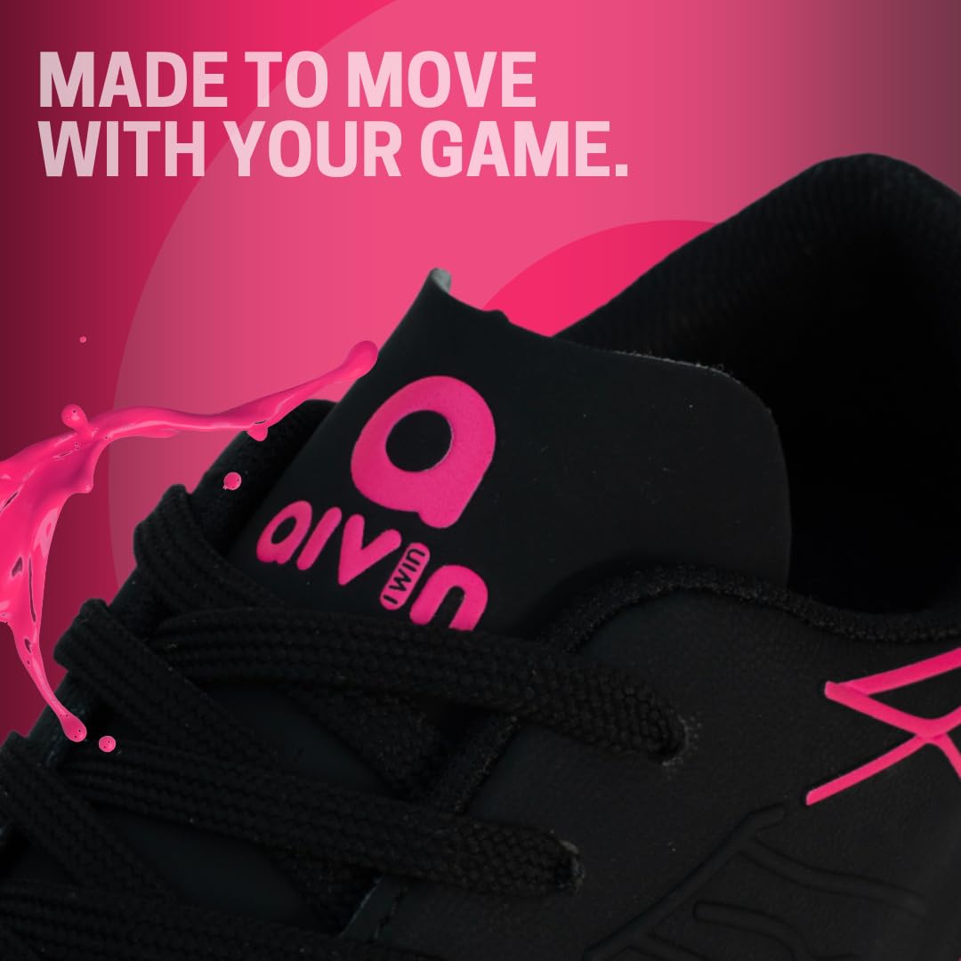 AIVIN VANTAMOR Football Shoes - Black/Pink | Lightweight Comfort & Maximum Grip | Best for Competitive Soccer Players | Sports Cleats | Football Footwear | Football Sports Shoes (Black/Pink, UK Footwear Size System, Adult, Men, Numeric, Medium, 8) 2
