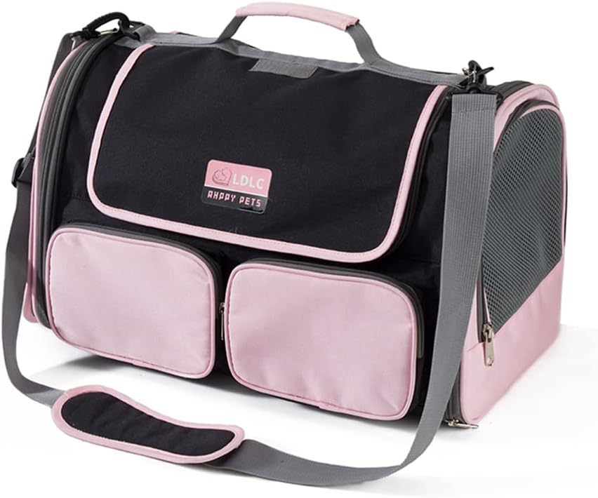 Transportín Porta Mascota Gato Perro 10kg, Bolsa de Hombor Transporte Grande con 3 Entradas, Aprobada Aerolínea para Viaje, Bolsa de Mano Transportador Plegable Transpirable Impermeable