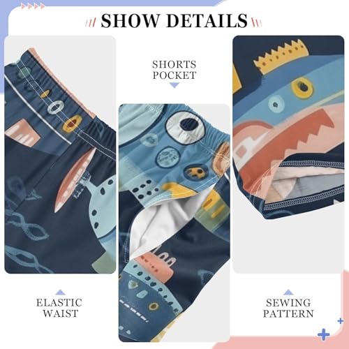 ZZXXB Funny Submarine Boys Long Pants Soft Trousers Elastic Waist Kids Lounge Bottoms with Pockets S-XL4