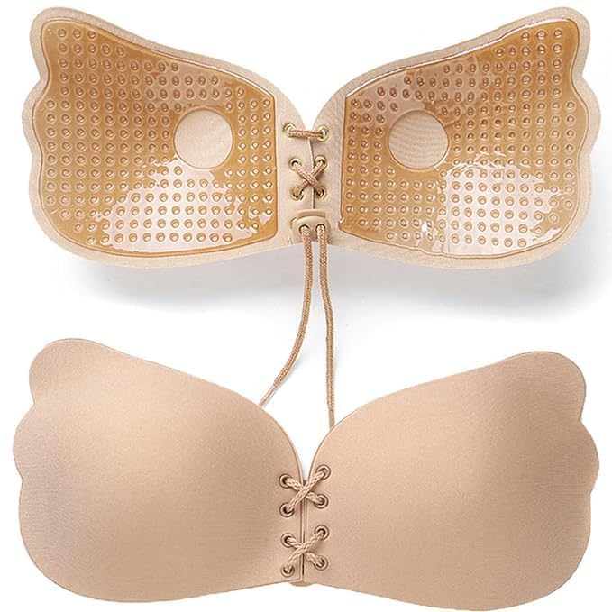 Nipple Cover Strapless Bra Pad- Sticky Adhesive Silicone Nipple Pasties - Reusable Pasty Nipple Covers for Women | 1 - Pair (Size-B Beige)