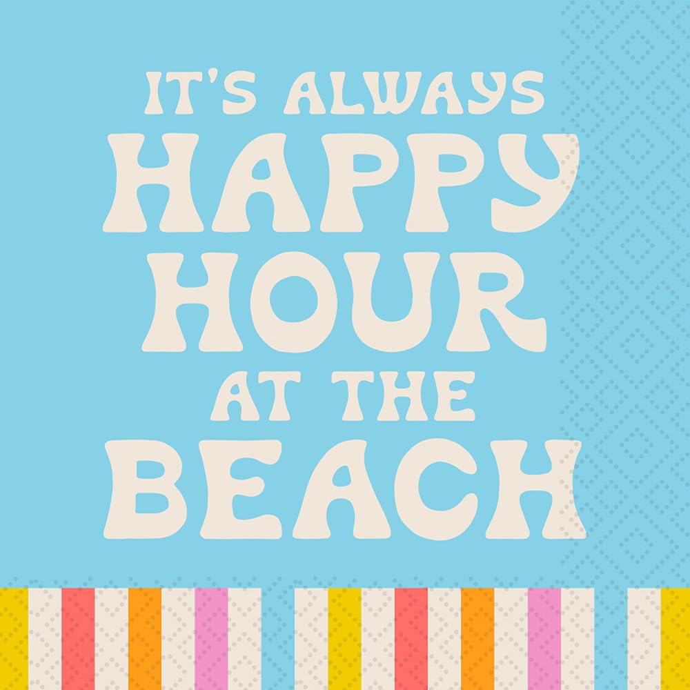 Twilight CollectionCocktail Napkins Decorative Paper Napkins for Beach Party Destination Beach Wedding, Pool Party, Coastal Seaside Summer Décor Happy Hour 5" x 5" Pk 40