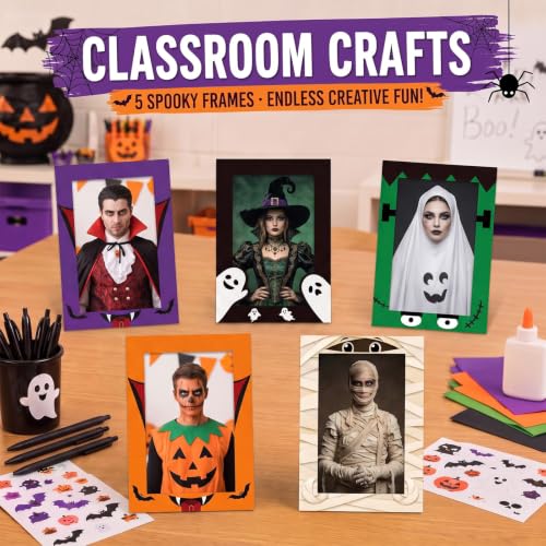 Image of AmazingSpark 50 Pack Halloween Paper Picture Frames Bulk Photo Frames 4x6