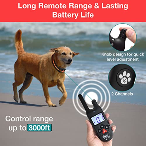 Dog Training Collar For 2 Dogs, 3000 Ft Control Range, Waterproof Electric Collar With Remote For Small Medium And Large Dogs With Led Light, Beep, Shock, Vibration And Keypad Lock Mode Two Pack #TOP2