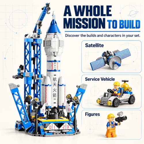 Image of Rocket Launch Center Building Blocks Set - 557+ Pcs STEAM /STEM Space Science Toy for Kids 6-12 | Educational Rocket Model Kit | Comes in Colorful Gift Box | 12 Months Manufacturing Warranty