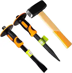 Kit De Ferramentas Para Obra Marreta 750g Talhadeira E Ponteiro Com Empunhadura