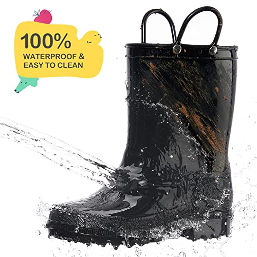 HISEA Kids Rain Boots for Toddler Boys Girls, Waterproof Rubber Boots with Easy-On Handles, Seamless PVC Rainboots Lightweight Mud Shoes for Water Beach Outdoor Playing (Toddler/Little Kid/Big Kid)2
