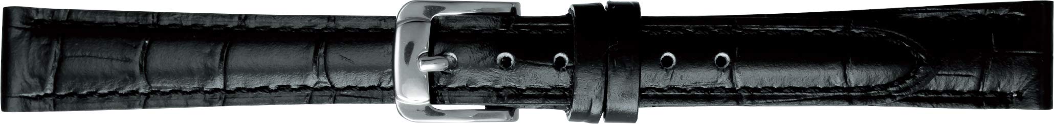 Bambi BKMB051 Water Repellent Cowhide Watch Band 20mm Black Silver Buckle