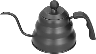 Otufan Tetera de acero inoxidable, tetera de café de PTFE, boquilla de cuello de cisne para verter sobre cafetera, tetera de goteo, color negro (1.2L)