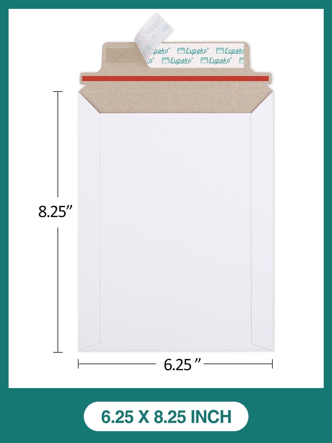 Eupako 100 Pack 6x8 Photo Document Mailer White Stay Flat Self-Seal Cardboard Envelopes for CDs, Pictures, Documents, 6.25 x 8.25 Inches - Image 2