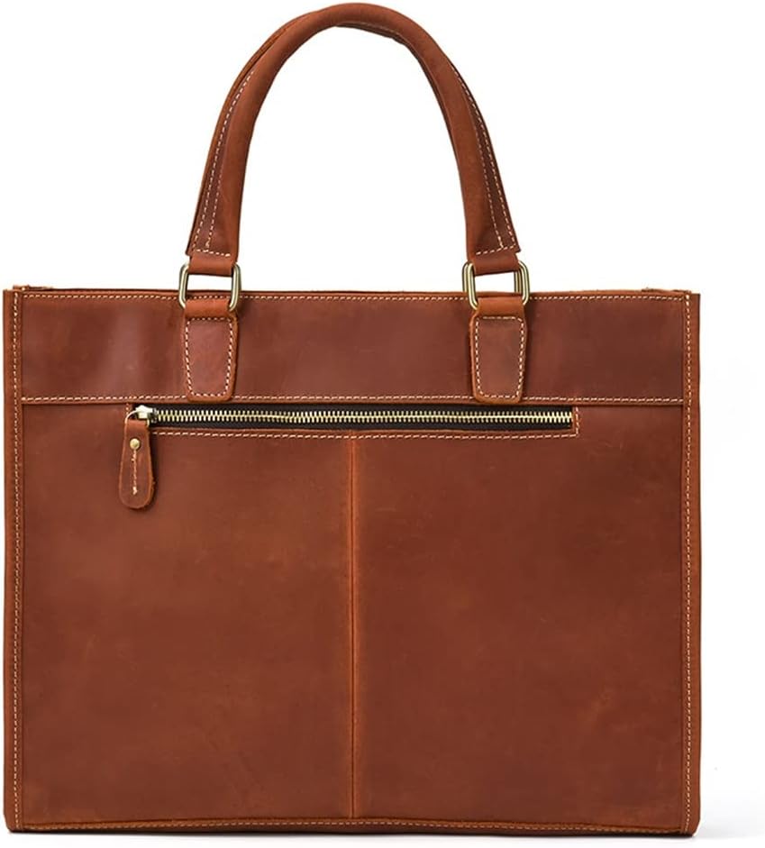 Briefcase Handbag Cowhide Shoulder Crossbody Bag Computer Bag Men Leather(E)