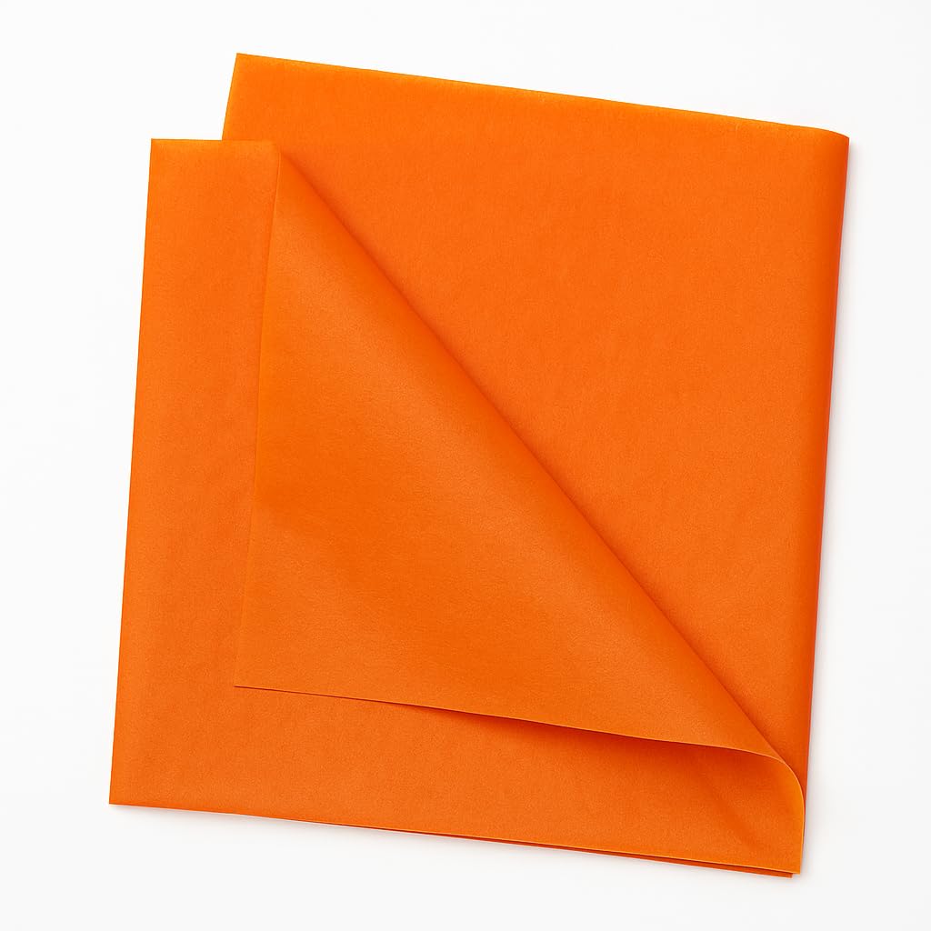 Papier de Soie Emballage 50 x 75 cm – 100 % Recyclable, Certifié FSC & PEFC – Teinté dans la Masse – 42+ s – Papier d’Emballage Haut de Gamme Cadeaux & Commerce - Orange- Pack of 10