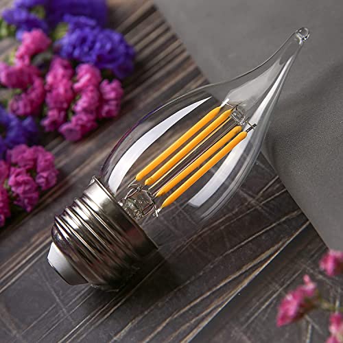 Image of E27 LED 4W Candelabra Base Bulbs 5W Decorative Candle Base Lamp 5 Watt E27 LED Lights Bulbs 2700K Warm White for Ceiling Fan Dining Room Home Decor,