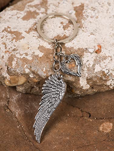 Haquil Angel Wing Heart Keychain, Memorial Sympathy Charm Keychain, Faith Charm Memorial Key Ring, Angel Protect Keychain #TOP2