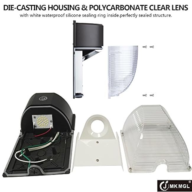 LED Wall Pack Light, 26W (150-250W Equivalent),with Photocell Dusk to Dawn,3000LM 5000k Daylight White,IP65 Outdoor Security Lights,ETL (2 Pack 26 Watt)