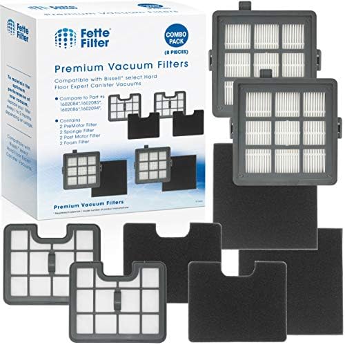 Fette Filter - Filter Set Compatible with Bissell Hard Floor Expert Canister Vacuum Series 1154 & 1161 Contains- 2 PreMotor 2 Sponge 2 Post Motor 2 Foam Part #s 1602084, 1602085, 1602086, 1602094.