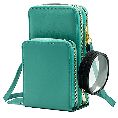 Valleycomfy Kleine Crossbody-Tasche für Damen, Touchscreen-Handy, Geldbörsen und Geldbörse, leichte Reisehandtasche, jadegrün, Small Cover
