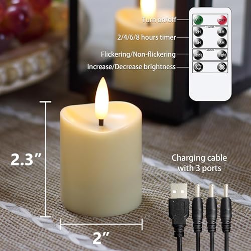Velas recargables sin llama con efecto parpadeante y control remoto 4