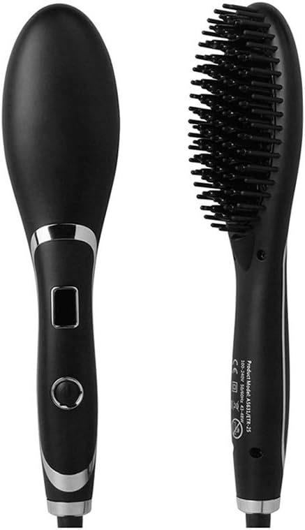 Keledz Hair Straightener Brush, Ionic Ceramic Fast Hair Straightening Comb with 5 Heating Setting Heating Function and LED Display, Anti Scald Ionic Brush (Black)