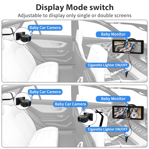 Itomoro Baby Car Camera Dual-Channel 6.8 inch HD 1080P Car Baby Camera Display with 2 IR Night Vision Camera, Easily Install Car Camera for Baby with Crystal Clear Wide View for Rear Facing Seat