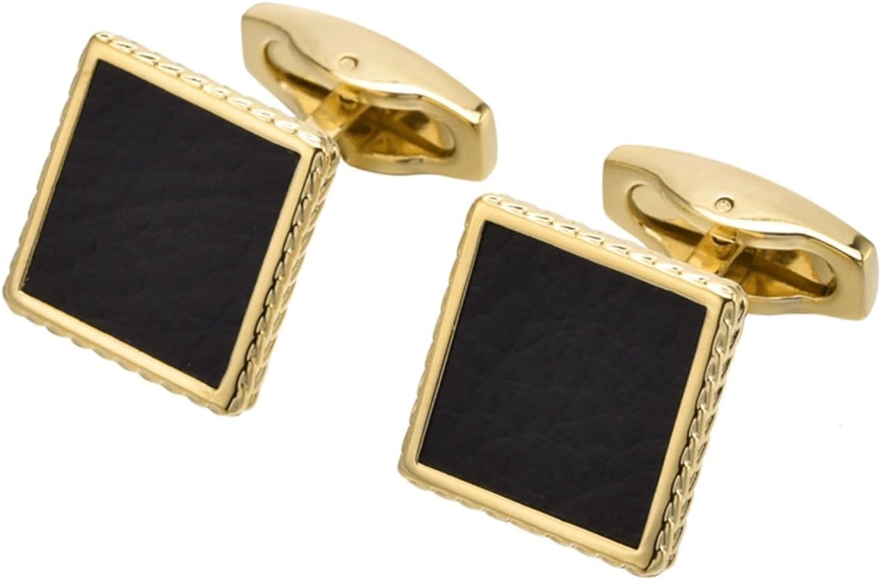 Square Leather Carved French Cufflinks Suit Shirt Cuff Buckle Men's Dress Sleeve Nails(Gray)