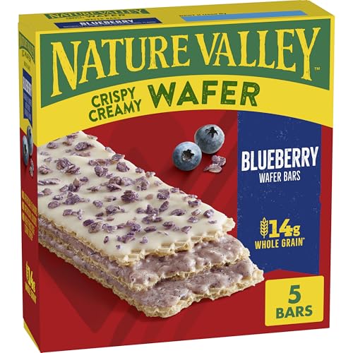 Nature Valley Crispy Creamy Wafer Bars, Blueberry, Whole Grain, 5 Bars, 6.5 oz