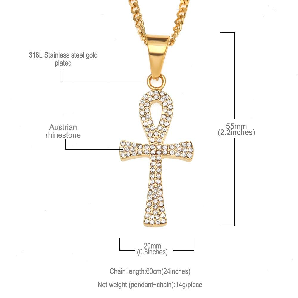 Wisiorki ze stali nierdzewnej w kolorze złotym Naszyjnik Iced Out Cross Biżuteria życia wiecznego