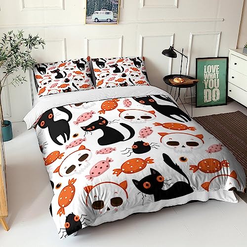 Housse de couette chat 3D ensemble de literie microfibre imprimé double 200x200cm