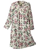 National Floral Flannel Duster, Cotton Flannel, Incredibly Soft, Trapunto Yoke Decorative Stitching, Full Snap Front, Pink Floral, 1X