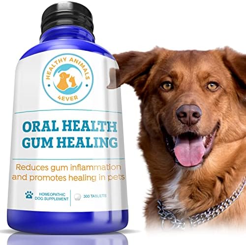Healthy Animals 4 Ever Oral Health Gum Healing for Dogs – Relieves Inflammation, Soothes Pain, Fights Gum Disease – Natural, Non-GMO, Organic – Gluten, Preservative & Chemical Free Supplement – 300 ct