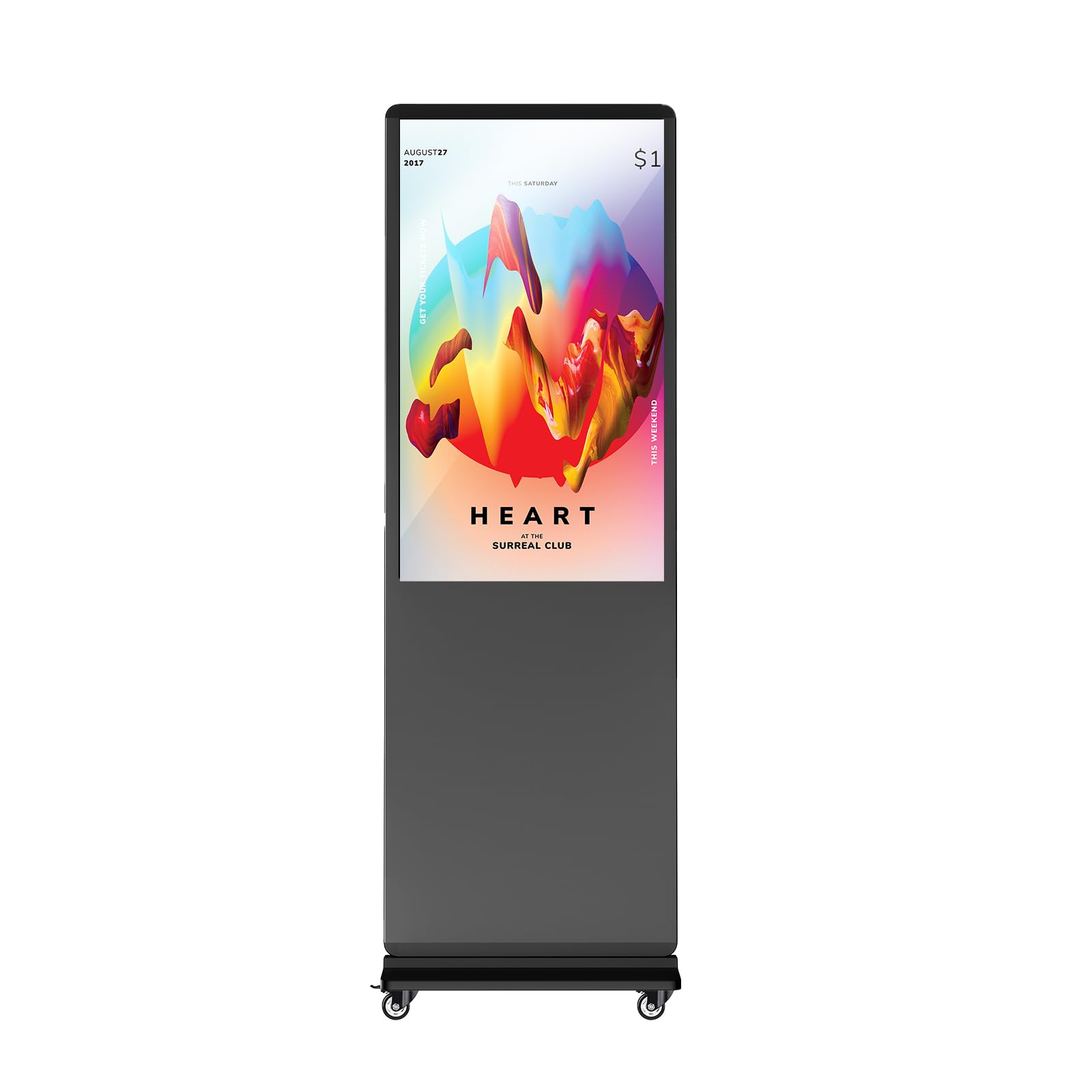 JIYANG 37 Inch Digital Signage Display, Indoor Floor Standing Advertising Display Kiosk Android System,Commercial LCD Totem(Black)