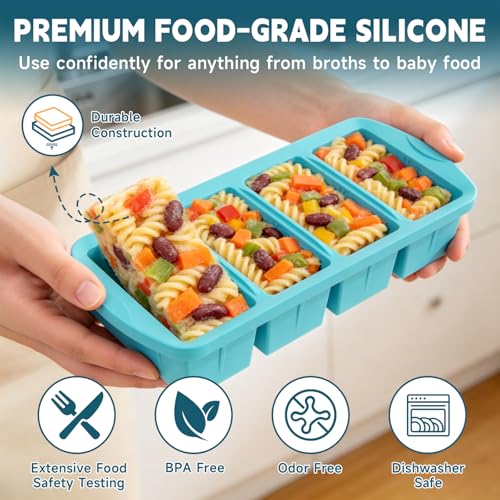 4-pack de moldes de silicona para freezer con tapa y bolsas miniatura 6