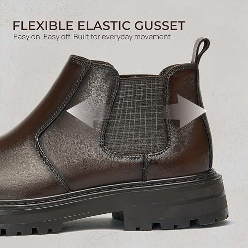 Image of Holy dove Men's Wide Toe Box Platform Chelsea Boots Slip-On Casual Ankle Dress Boot