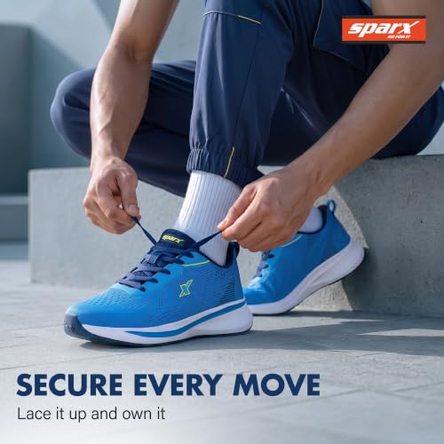 Image of SPARX Sports Running Shoes for Men - Lightweight Breathable Lace-Up Athletic Shoes with Cushioned Comfort, Shock Absorption, Durable Grip, Flexible Sole & Everyday Walking Performance