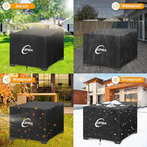 Kipiea Fire Table Covers, Waterproof Square Fire Pit Cover, Heavy Duty Outdoor Firepit Covers with Anti UV and No Tears, No Fading (28”W x 28”D x 25”H) — view 7