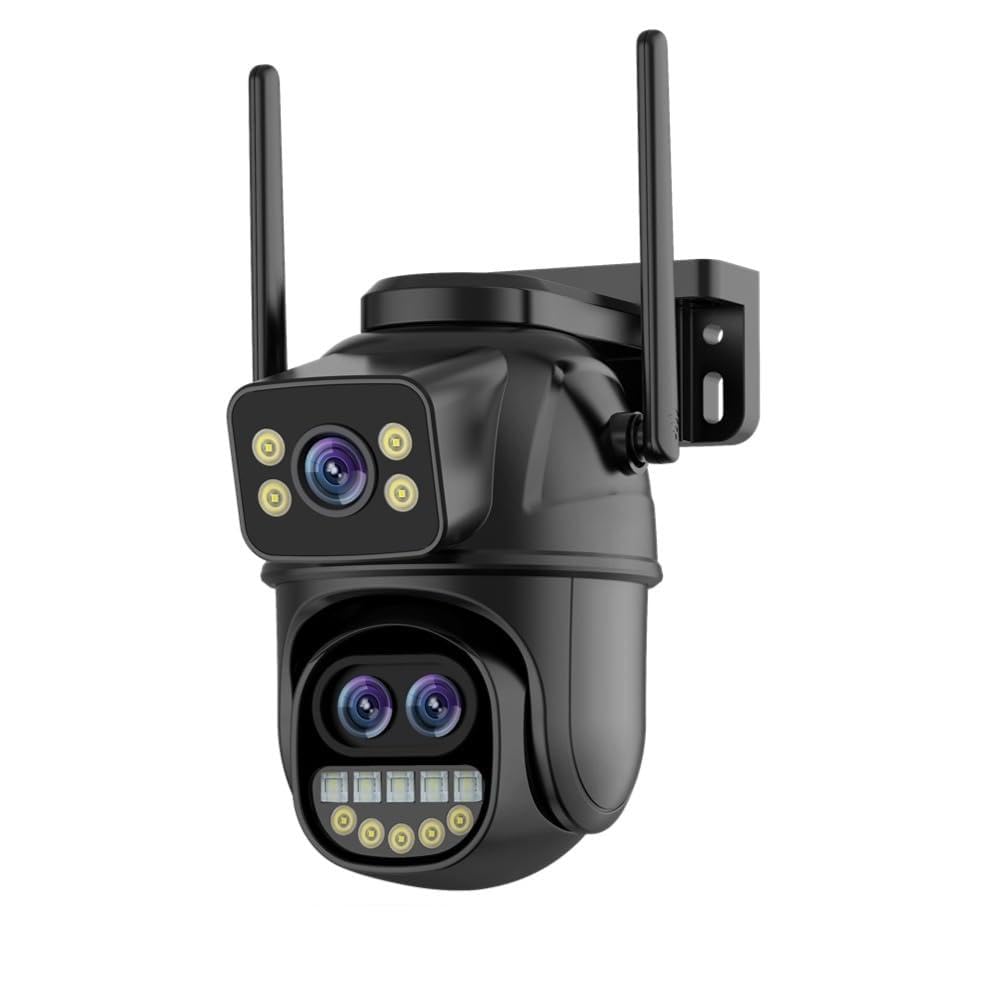 Zewnętrzna kamera monitorująca WiFi, 9MP zewnętrzna kamera monitorująca trzy obiektywy 8X zoom hybrydowa kamera IP PTZ trzy ekrany Night Vision Dwukierunkowe wykrywanie człowieka IP66 + karta