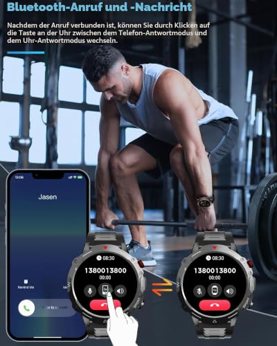 AVUMDA Smartwatch Herren mit Telefonfunktion 1,52 Zoll Militär Smart Watch mit Herzfrequenz...