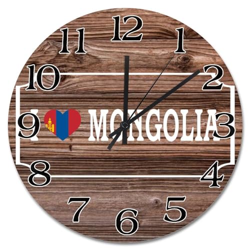 Horloge murale drapeau Mongolie en bois idée cadeau de voyage - 2
