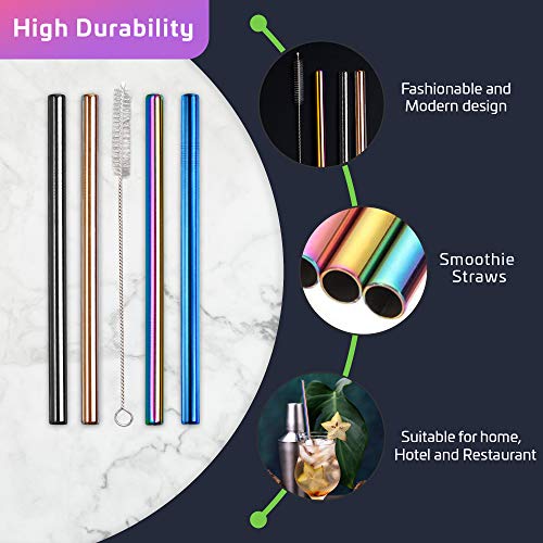 YOUR VIP SKIN®- 5 herbruikbare metalen rietjes, roestvrijstalen boba-rietjes, extra brede metalen eco-rietjes met… - Image 4