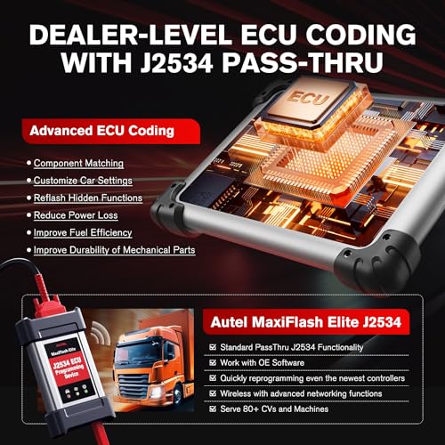 Autel MaxiSys MS908CV II Top CV Scanner, 2026 V2.0 of MS908CV Heavy Duty Diesel Truck Diagnostic Tool, OE-Level J2534 Functions, Lite of MS909CV, Bidirectional 3000+ Test, 64 Services, 10 OS 4/128GB - Image 4