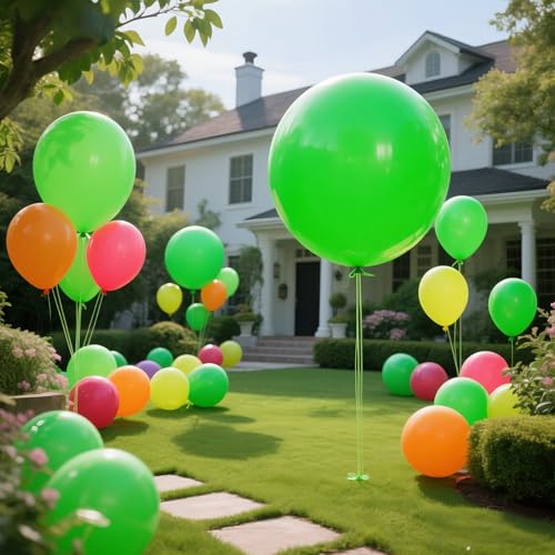 Image of Lime Green Balloons 9pcs 36 Inch Extra Large Big Jumbo Giant Neon Yellowish Light Green Latex Balloons for Graduation Halloween Summer Baby Showers Birthday Party Decorations
