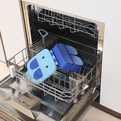 Fooyoo Plastic Bento Lunch Boxes For Kids - Big Kids Lunch Containers For School, Portable Silicone Toddler Lunch Box, Travel To-Go Food Container 4 Compartments Meal Prep Removable Divider(Blue) #TOP6