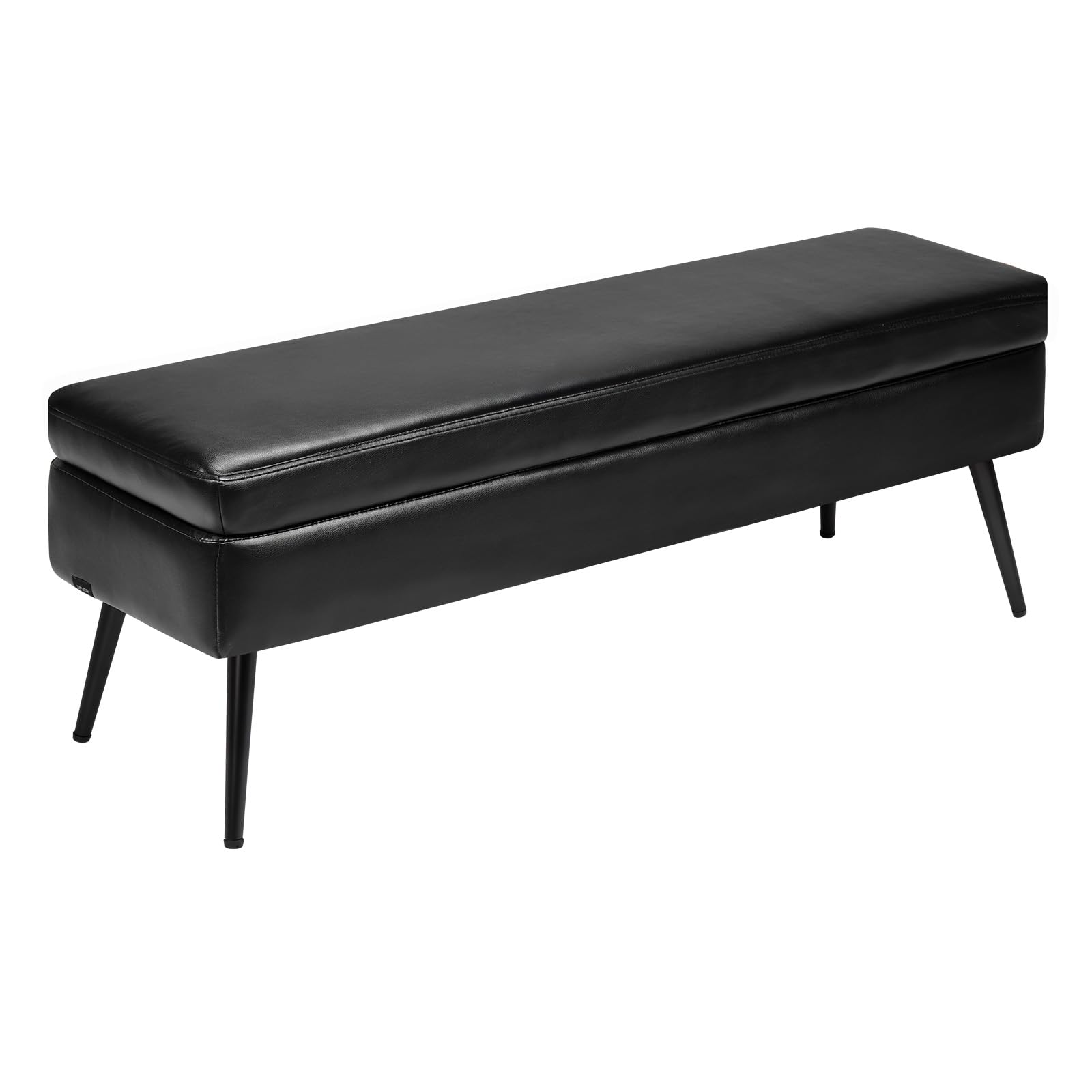 VEVOR Sitzbank Ottomane (40 x 120 x 45 cm) aus PU-Leder mit Metallbeinen & Stauraum, gepolsterte Schuhbank mit 300 kg Tragkraft, Moderne Bettbank Schlafzimmerbank für Wohnzimmer Esszimmer Schwarz